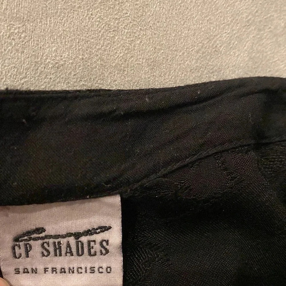 CP Shades sz M black rayon button down blouse w/ brocade floral embroidered - Picture 7 of 8